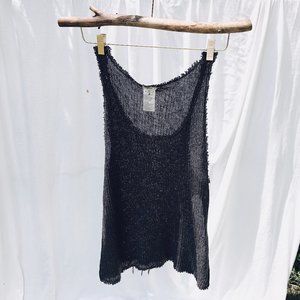 Grey Summer  knit with large slits and raw edges